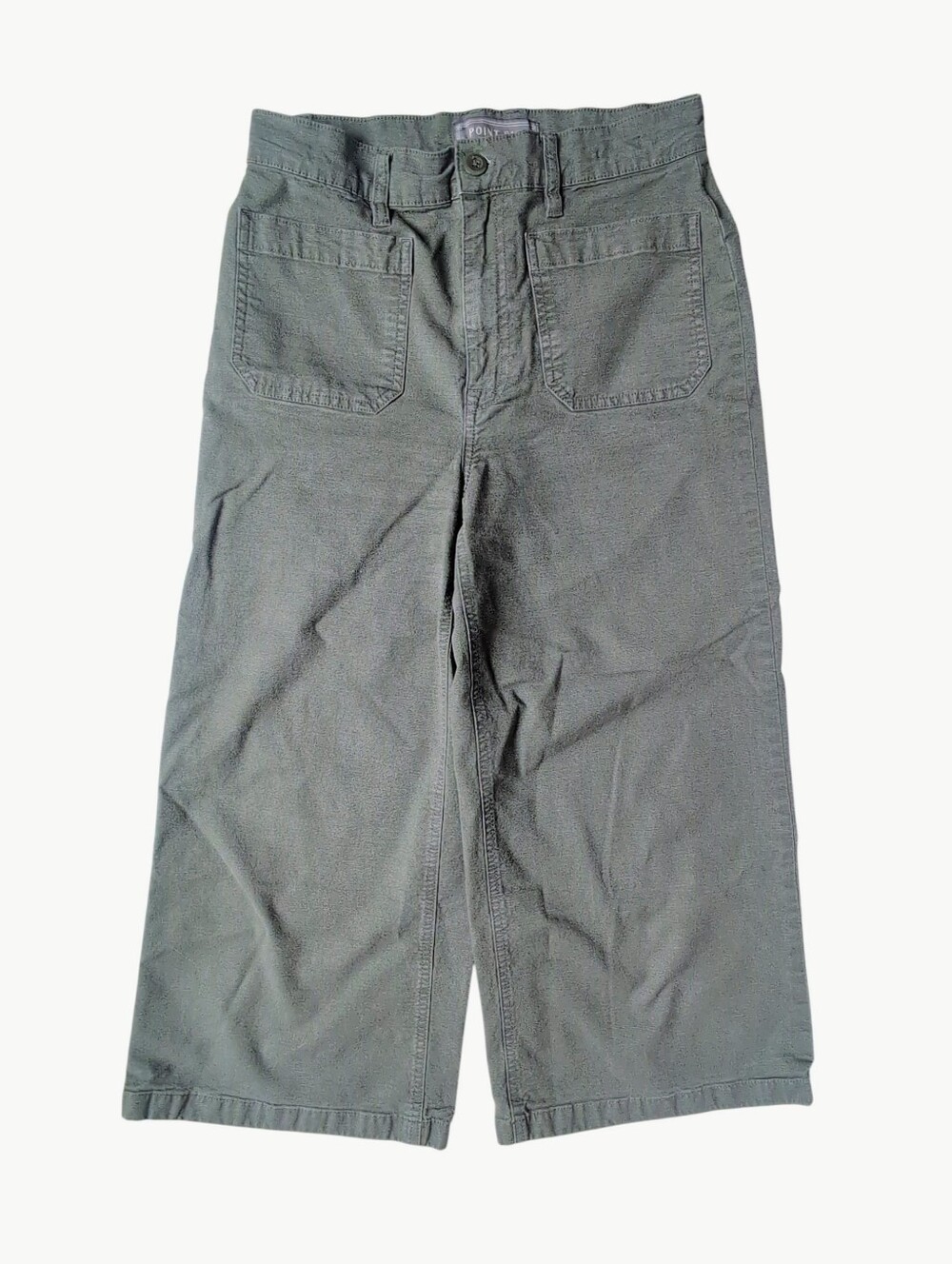 J.Crew Point Sur Wide Leg Cropped Olive Green J0919 Patch Pockets Womens Size 27